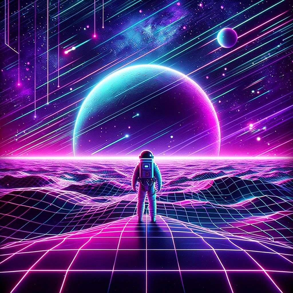 an astronaut, digital art, synthwave